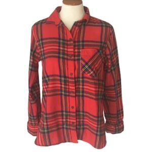 Old Navy Classic Red Plaid Cotton Shirt Size S